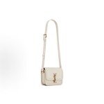 SAINT LAURENT YSL SOLFERINO Gold Logo Tofu Bag, single-shoulder bag, small size, white for women